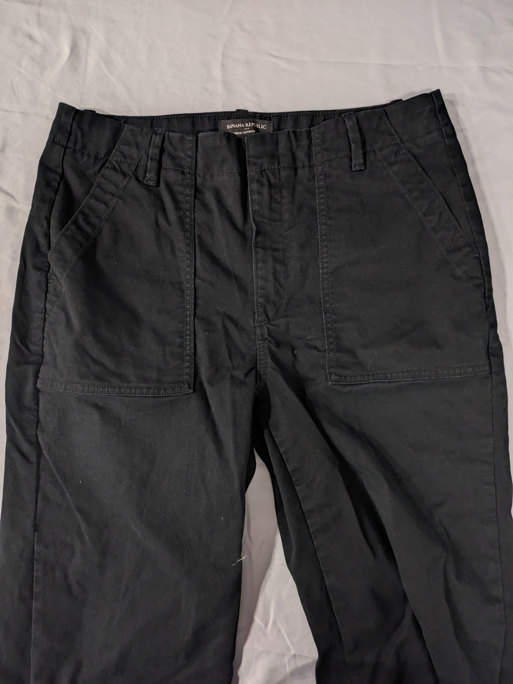 Banana Republic Girlfriend Authentic Chino Pants Black Women 8 Tall Patch Pocket
